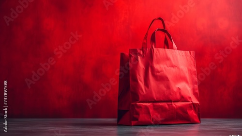 red paper hand-held packaging bag with isolated background