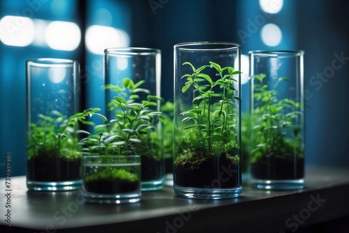 laboratory test tube biology science genetically modified plants sapling green plant in water structure photo