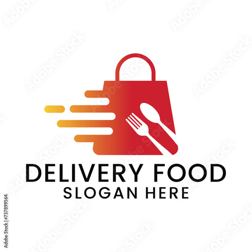food delivery logo with spoon and fork icon vector inspiration
