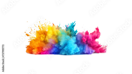 abstract powder splatted background. Colorful powder explosion on white background. colorful rainbow holi paint color powder explosion isolated white wide panorama background. colorful vibrant rainbow