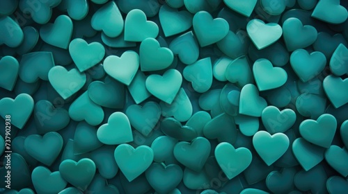 Sea Green Color Hearts as a background