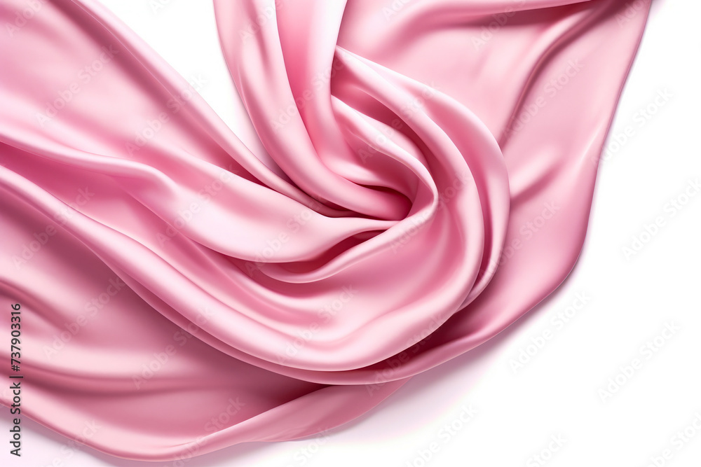 Obraz premium Pink silk fabric with smooth folds on it's side.