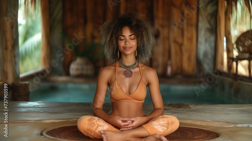 An image of a therapist incorporating techniques such as yoga, meditation, or nature therapy into a counseling session, promoting holistic well-being.