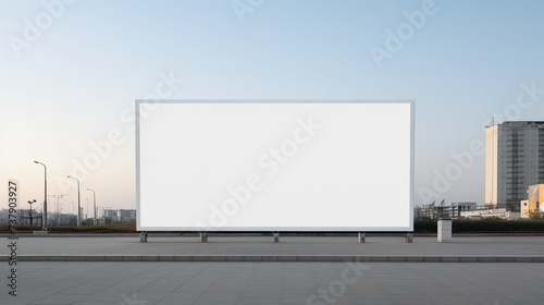 Large billboard advertisement and marketing mockup on modern building during daylight