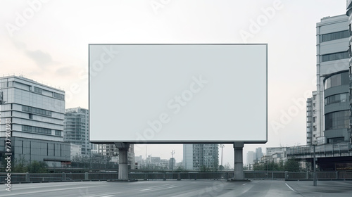Large billboard advertisement and marketing mockup on modern building during daylight