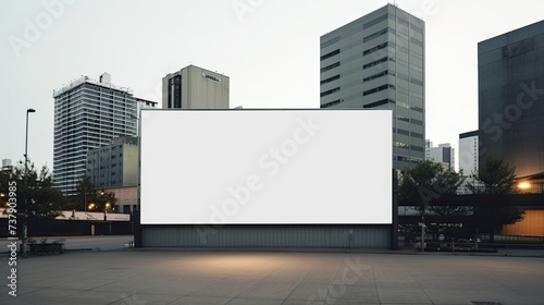 Large billboard advertisement and marketing mockup on modern building during daylight