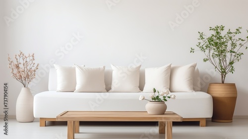 white soft sofa and white pillows