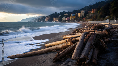 Coastal storm in Liguria Northern Italy.