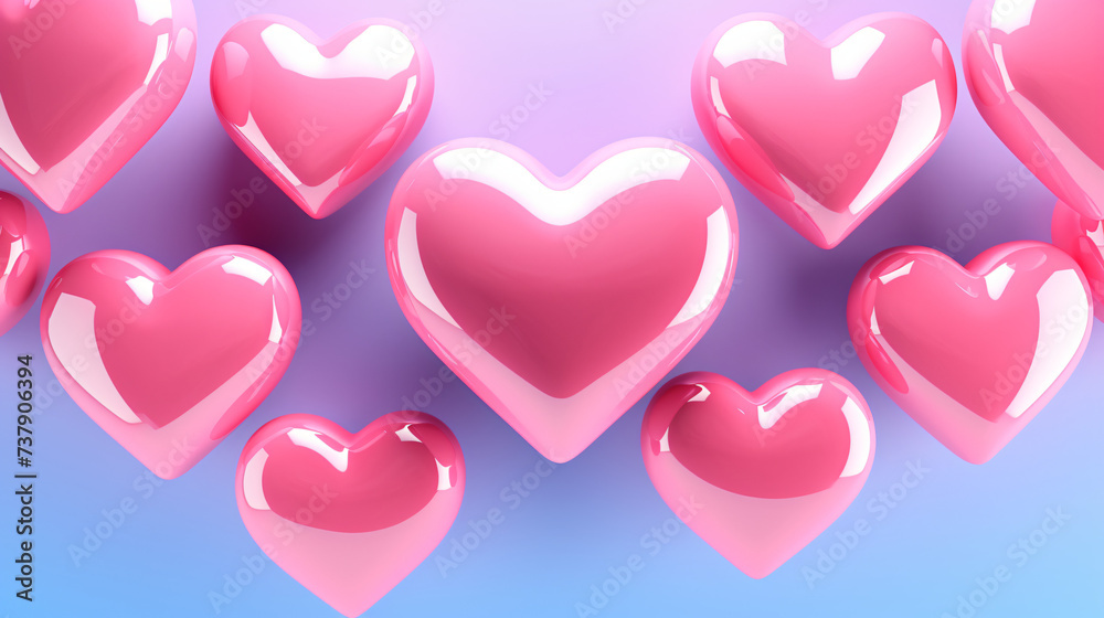 Romantic 3D render features glossy plastic heart