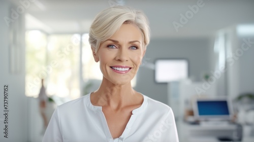 mature woman during teeth checking at a dental clinic, dentistry concept