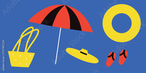 Summertime background with beach summer accessories, vector illustration.