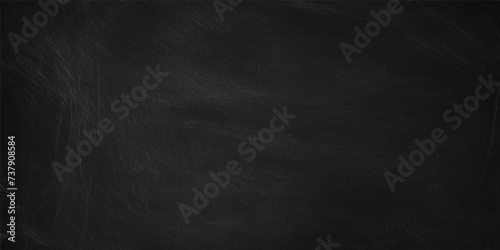 black wall grunge. Blank black texture surface background, dark corners. Blank wide screen Real chalkboard background texture. 