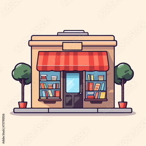 illustration of a minimalist flat caffe and bookstore for your business logo or glass sticker wallpaper v8
