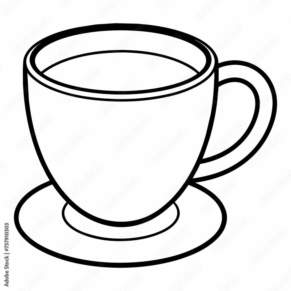 A coffee cup in line art vector A coffee cup in line art vector