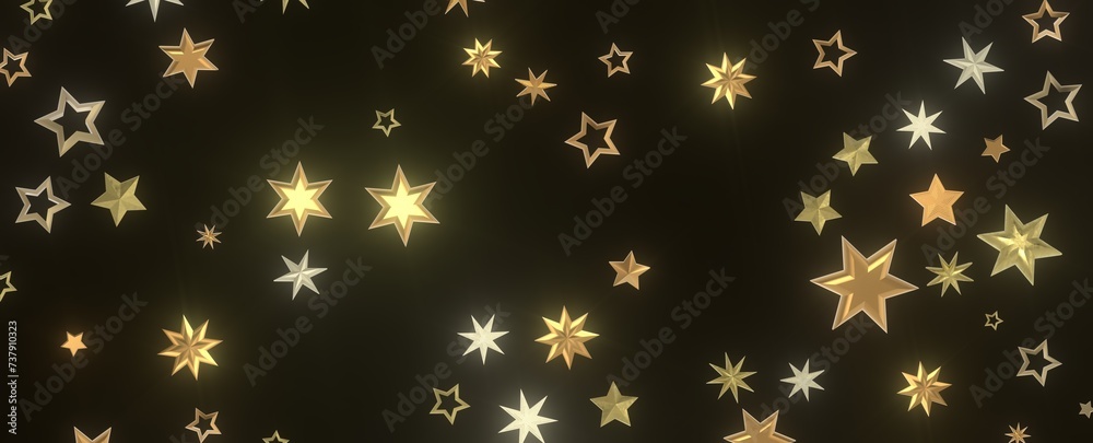Twinkling Christmas Descent: Striking 3D Illustration Showcasing Falling Festive Twinkling Stars Twinkling Christmas Descent: Striking 3D Illustration Showcasing Falling Festive Twinkling Stars