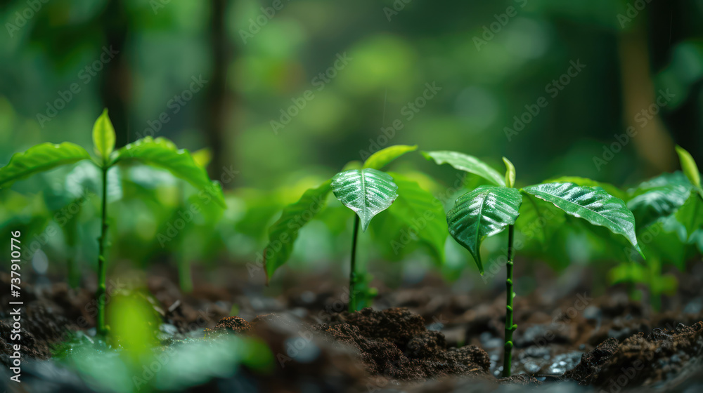 a coffee seedling in the planting a coffee seedling in the planting