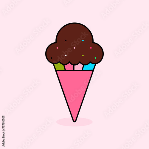 Line art vector art of an ice cream cone