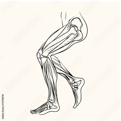 vector art of a leg knee muscle