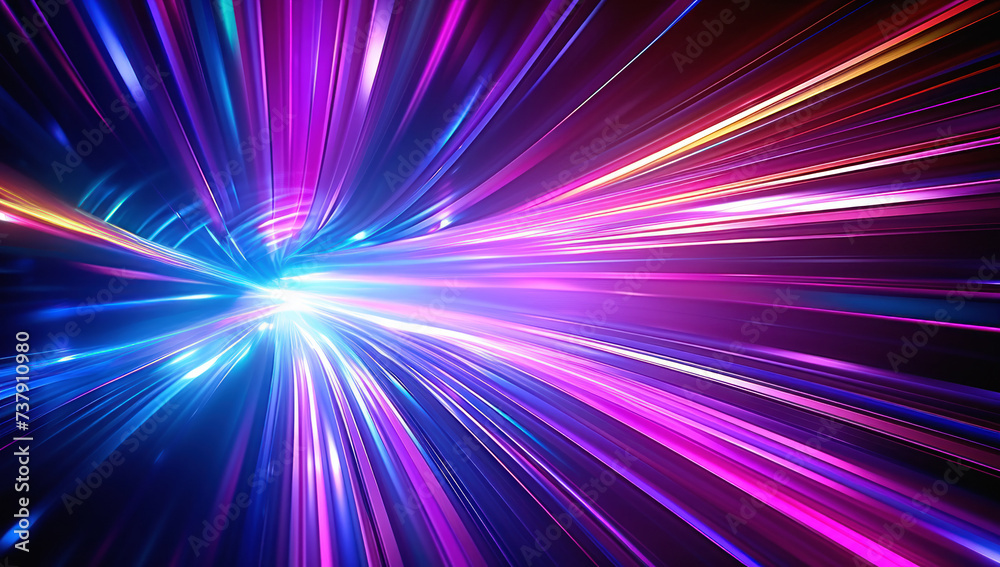 Colorful neon light burst of energy. Abstract motion in a futuristic tunnel, illustrating speed and acceleration with vibrant blue and pink illumination Colorful neon light burst of energy. Abstract motion in a futuristic tunnel, illustrating speed and acceleration with vibrant blue and pink illumination