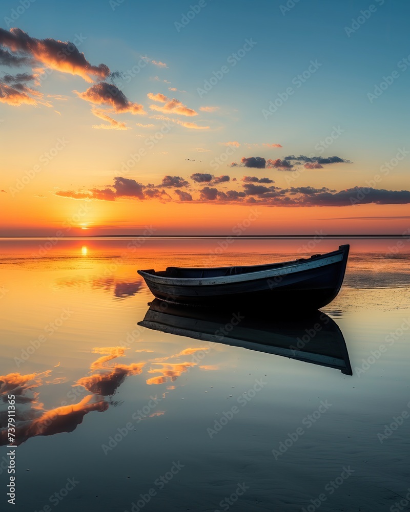 Seascape-old abandoned fish boat in sea