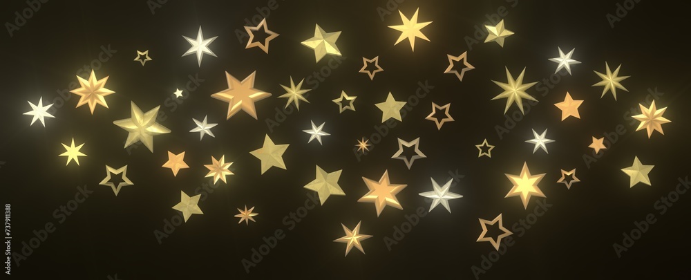 Twinkling Christmas Descent: Striking 3D Illustration Showcasing Falling Festive Twinkling Stars Twinkling Christmas Descent: Striking 3D Illustration Showcasing Falling Festive Twinkling Stars