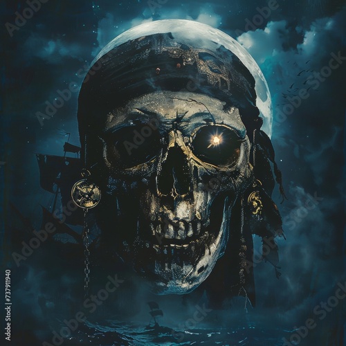 Pirate skull  crossed bones  menacing