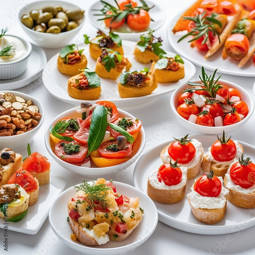Appetizers, gourmet food - canape with cheese and strawberries, catering service