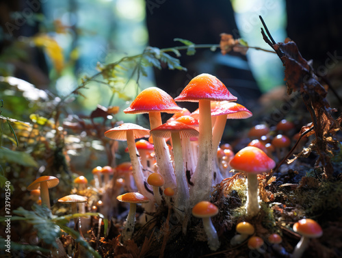 Close-up Of Mushrooms Growing Outdoors