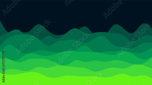 Wavy Green Gradient Ocean or Valley on Dark Background Wallpaper