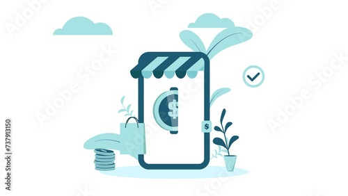 Loop Mobile app animation save money suit for invest,finance, business, ads , e- commerce, landing page, digital marketing,bank, and transaction