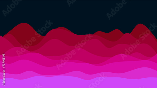 Wavy Purple to Red Gradient Ocean or Valley on Dark Background Wallpaper