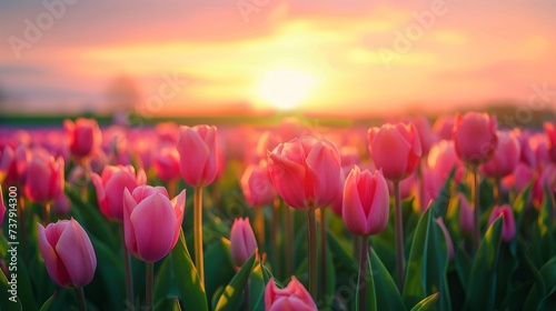 A Tapestry of Colors: Sunset and Tulips, Spring 2024