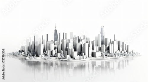 Digital model city with white background