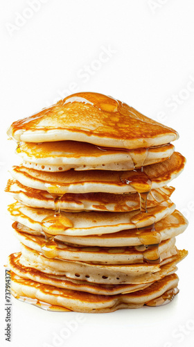 Stack of pancakes isolated on a white background. Shallow dof .