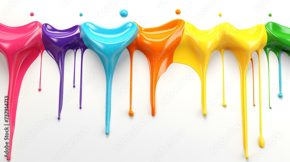 Naklejka premium Rainbow-colored paint dripping on a white background