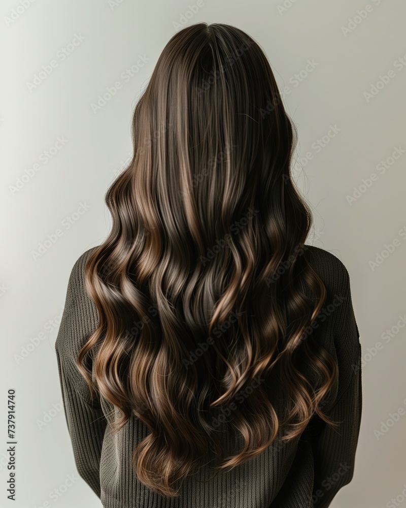 Fototapeta premium Back view of a girl with shiny, long hair.