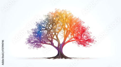 Rainbow tree isolated in front of white background © shameem