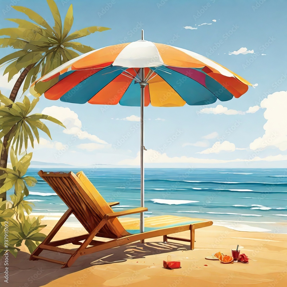 Palm tree on tropical beach with white clouds abstract and blue sky Summer Vacation background , Generative Ai Palm tree on tropical beach with white clouds abstract and blue sky Summer Vacation background , Generative Ai