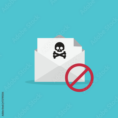 Spamming mailbox icon. Email hacking and spam warning symbol. EPS10 Vector Illustration.	