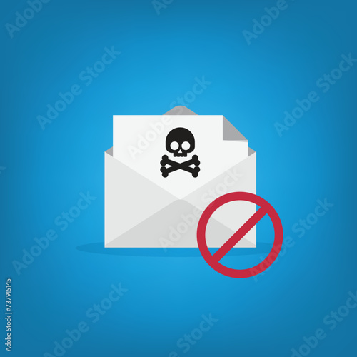 Spamming mailbox icon. Email hacking and spam warning symbol. EPS10 Vector Illustration.	
