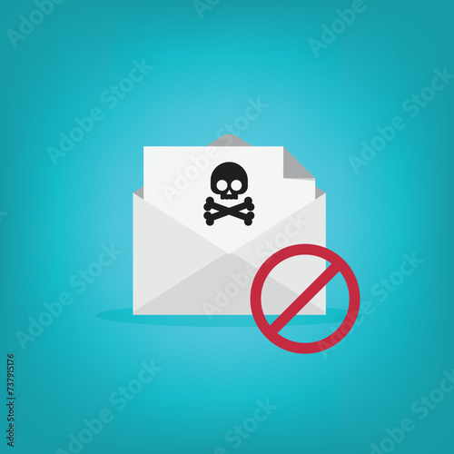 Spamming mailbox icon. Email hacking and spam warning symbol. EPS10 Vector Illustration.	