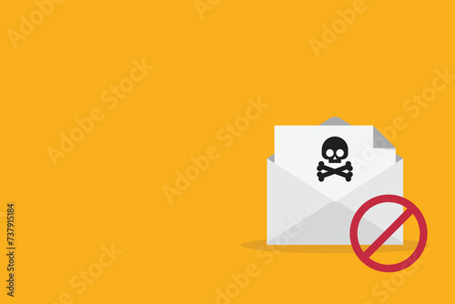 Spamming mailbox icon. Email hacking and spam warning symbol. EPS10 Vector Illustration.	