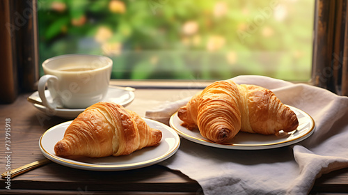 Two croissants on a plate