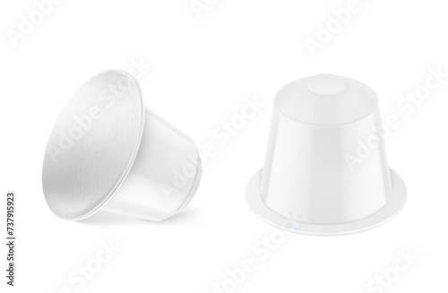 Coffee capsule mockup. Vector illustration on white background. Easy to use for presentation your product, idea, design. EPS10.	