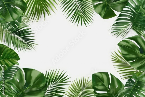 a high quality stock photograph of a Tropical frame with green palm leaves. Tropical plant branches isolated on a transparent background