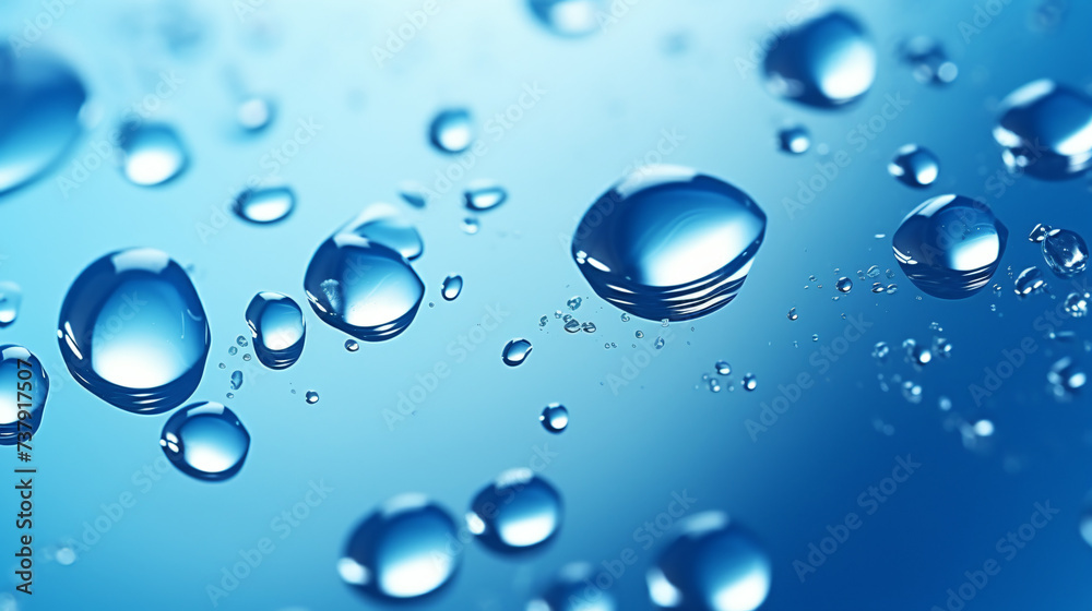 Drops glass blue background