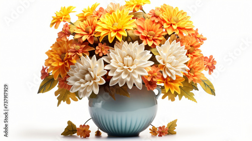 Vase with autumn multicolored flowers