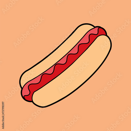 A hot dog in line art vector