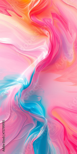 Abstract background made of colorful paint in water and milk. Twisted blue and pink shapes in motion. Graphic art for banner, poster, flyer background or design. Soft pastel colors.