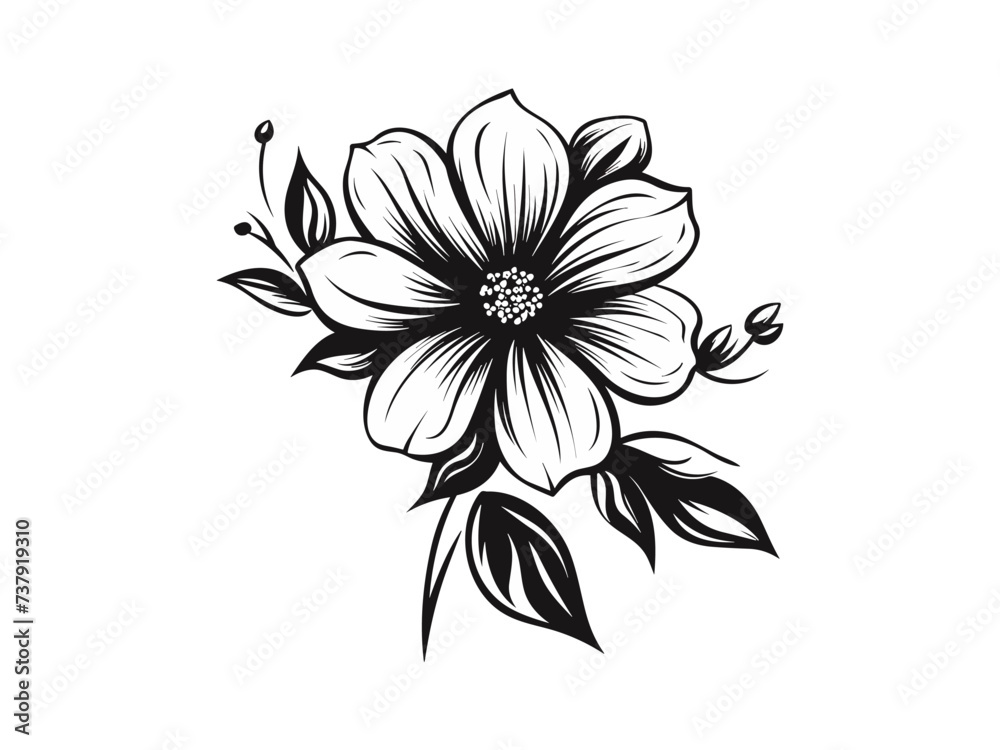 Beautiful minimalist flower illustration art.